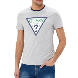 Guess pánské šedé tričko s logem - L (LHY)